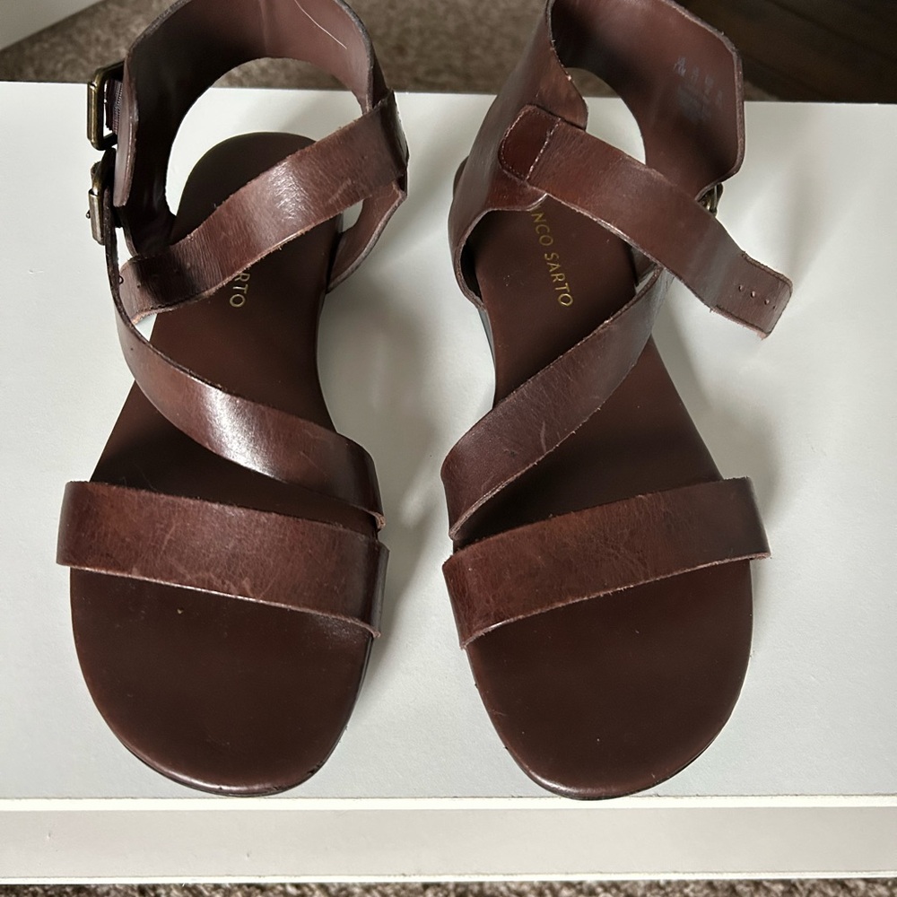 Franco Sarto Brown Leather Strappy Sandals